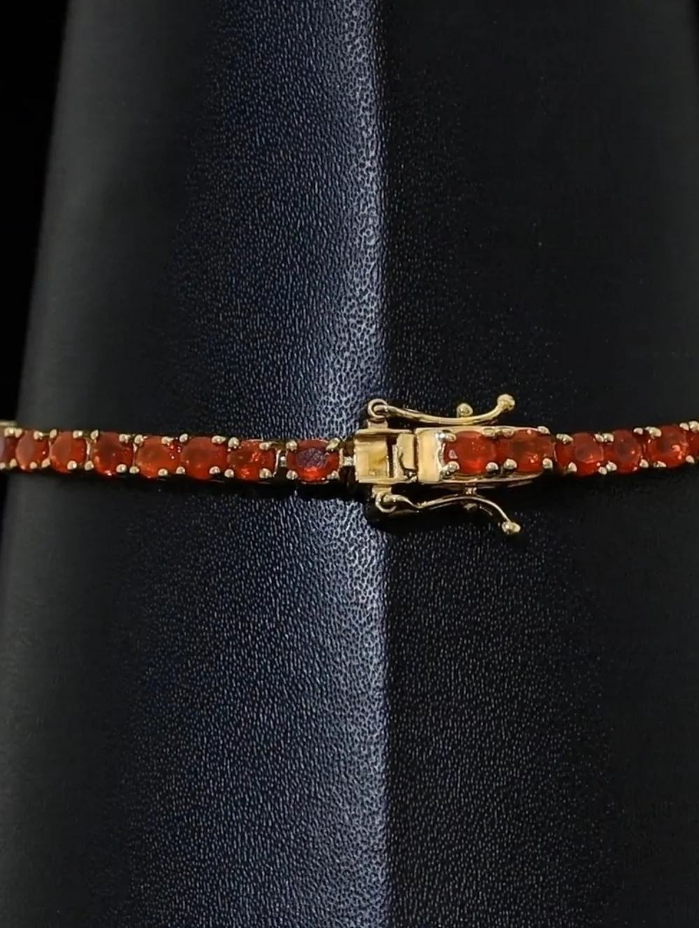 Mexican Cherry Fire Opal Tennis Bracelet 18K Vermeil Yellow Gold 3ctw